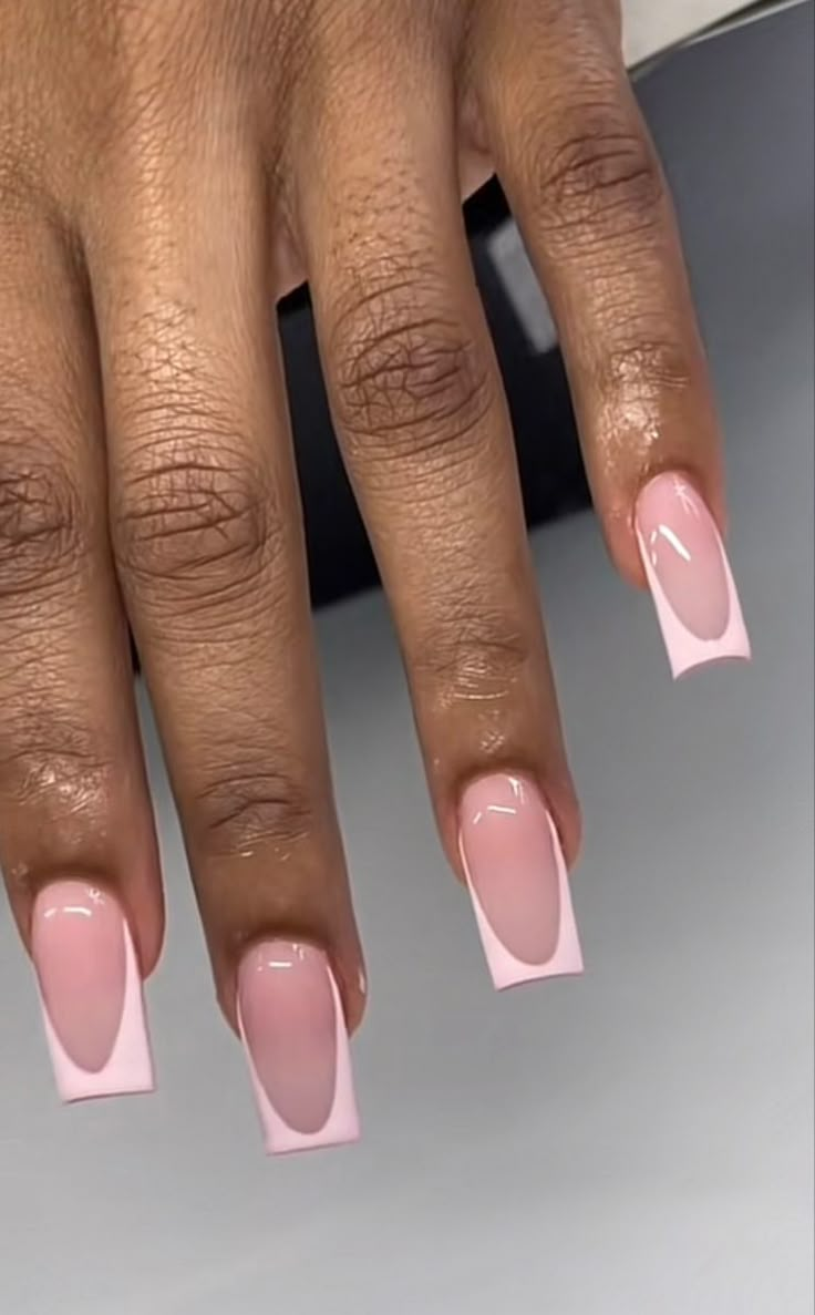 Neutral Color French Tip Nails, Dope Nail Designs French Tip, Acrylic Nails Ideas Pink, Deep French Tip Nails, Baby Pink French Tip Nails, Short Square French Tip Nails, Deep French Tip, Square Long Nails, Nail Designs French Tip