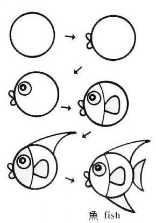 how to draw cartoon fish step by step