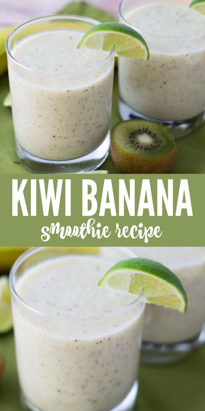 kiwi banana smoothie recipe in small glasses