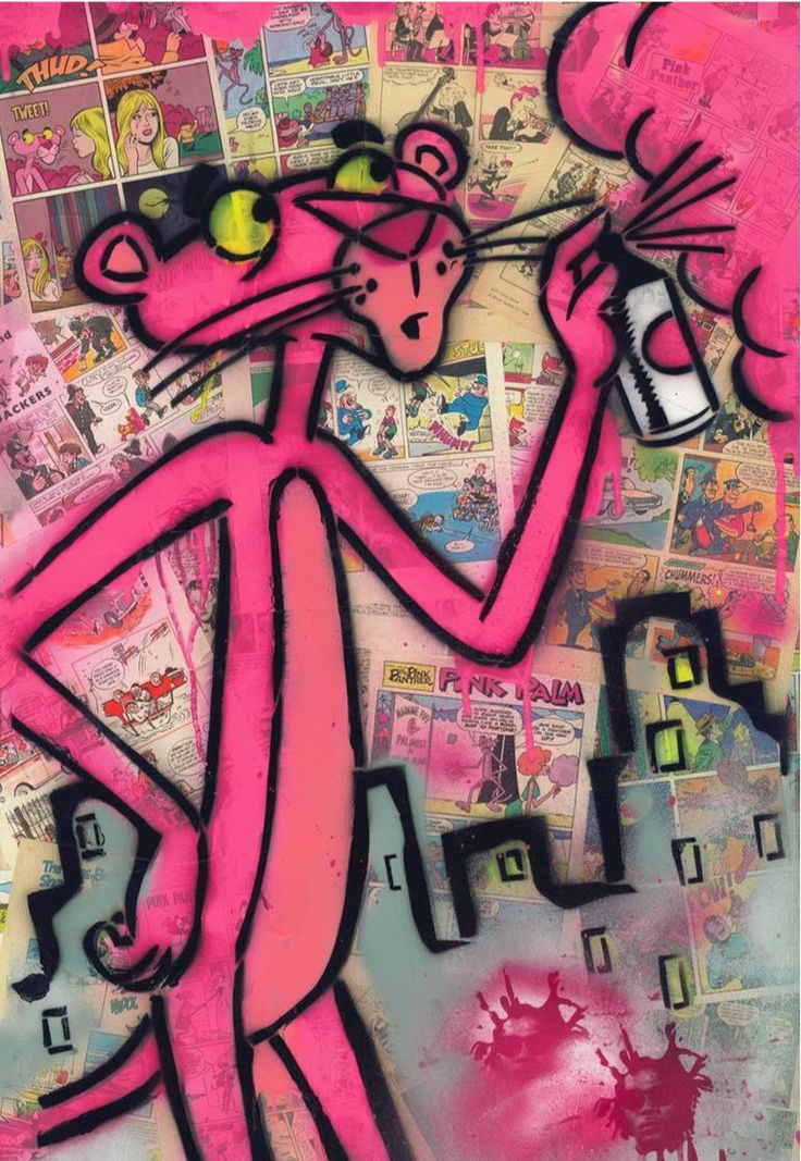 an image of a pink cat with lots of stickers on it's face