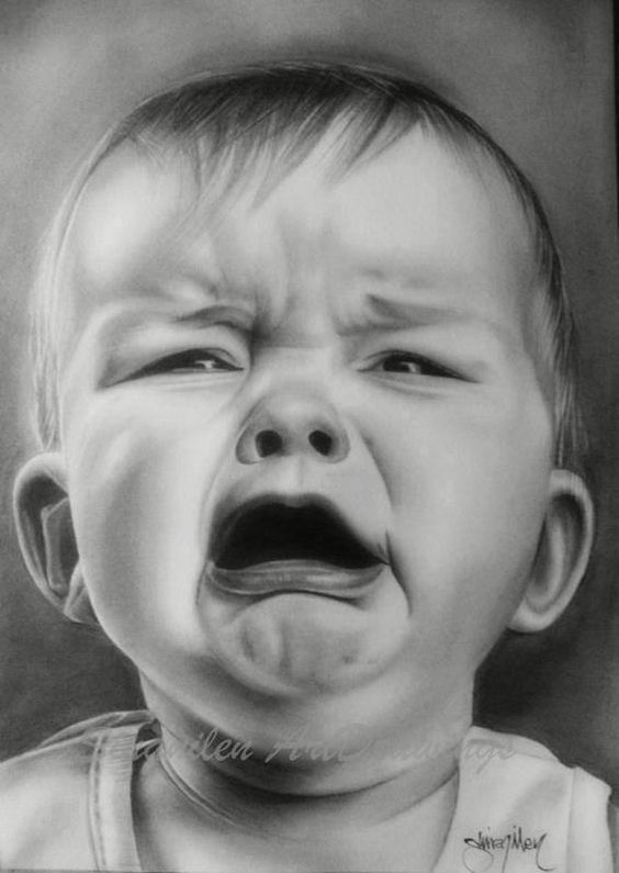 Baby Face Drawing, Crying Baby, Female Face Drawing, Pencil Portrait Drawing, Realistic Pencil Drawings, 얼굴 그리기, Baby Faces, Drawing Faces, Baby Drawing