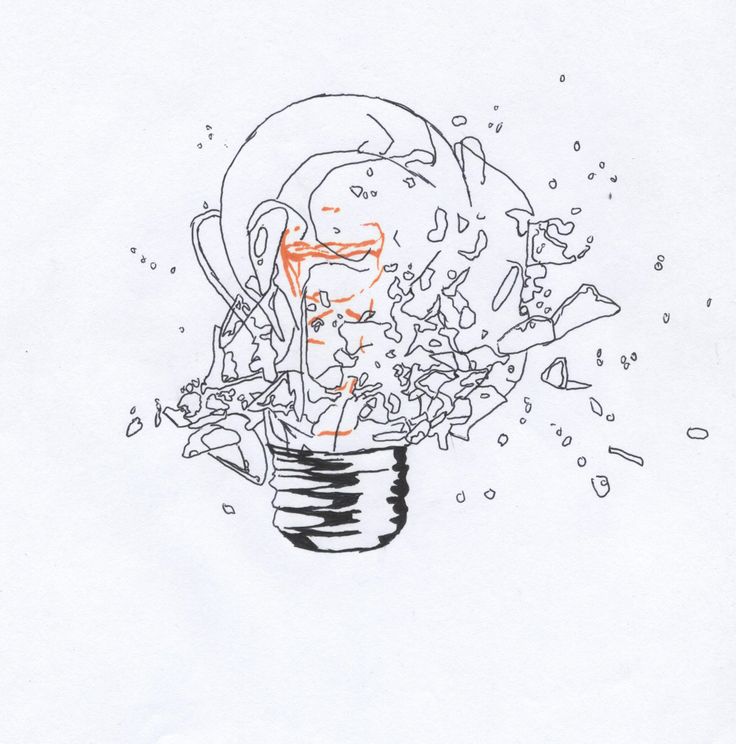 a drawing of a light bulb with an image of a man's head in it