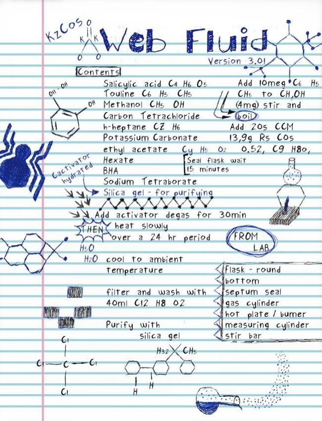 a sheet of paper with writing on it that says, wet fluid and other symbols