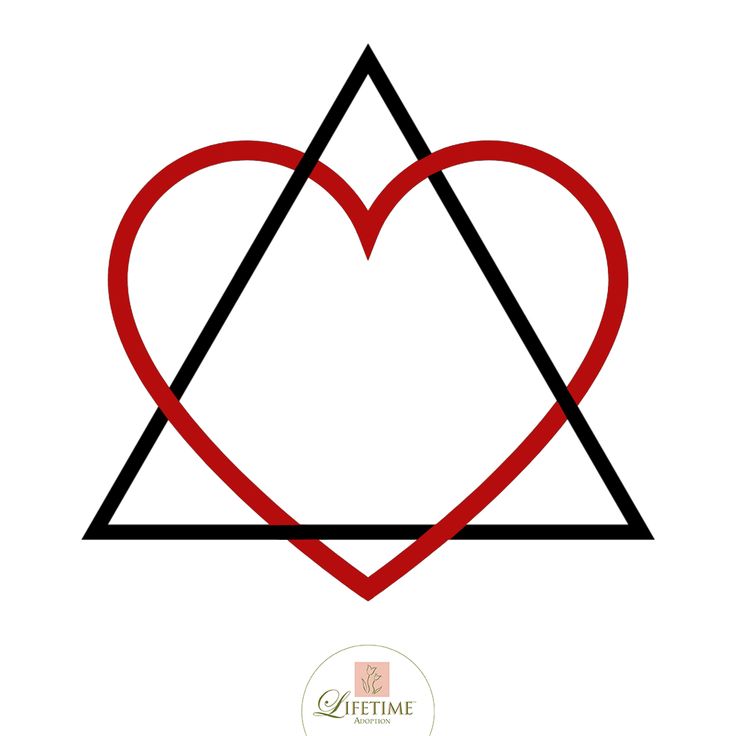 a red heart with black lines in the shape of a triangle on a white background