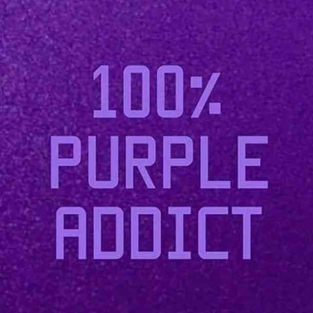 the words, 100 % purple adict are displayed