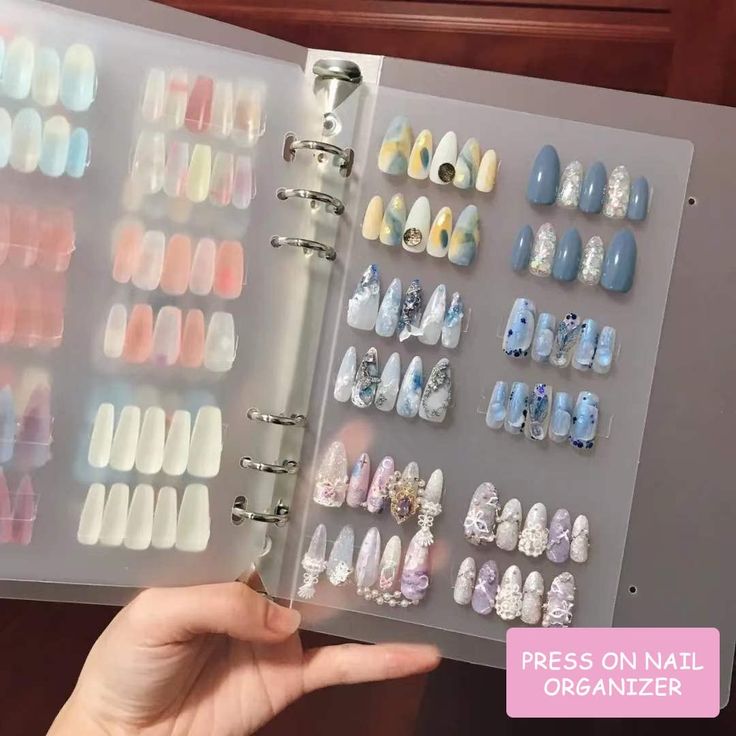 Nail Storage Ideas, Press On Nail Packaging, Nail Organizer, Nail Packaging, Nail Organization, Nail Room Ideas, Nail Display, Home Nail Salon, Nail Salon Decor