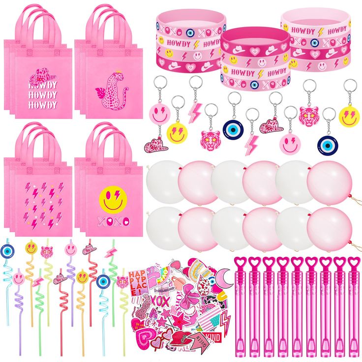 PRICES MAY VARY. Sufficient Preppy Party Favors: you will get 12 x pink bags for party favors, 12 x drink straws cocktail, 12 x preppy keychains, 12 x punching balloons, 24 x preppy stampers, 12 x silicone preppy wristbands, and 100 x preppy stickers, nice combination to meet your various needs Quality and Reliable Material: the preppy bag is made of non woven fabric, the wristband is made of silicone, they are soft and firm, not easy to wear and tear; The cocktail straw is made up of hard plast Preppy Party Favors, Preppy Keychains, Preppy Party Decorations, Preppy Birthday Party, Y2k Birthday Party, Y2k Birthday, 12th Birthday Party Ideas, Preppy Birthday, Stamps Stickers