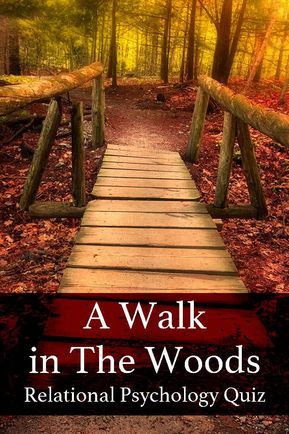 a wooden bridge in the woods with text that reads, a walk in the woods