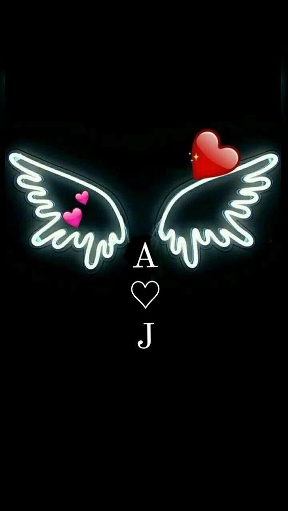 neon angel wings with hearts on them and the word love is spelled in white letters