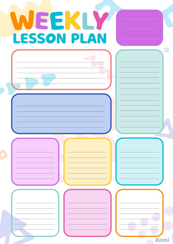 the weekly lesson plan is shown in this colorful printable version, which includes daily tasks and