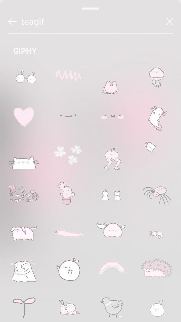 an iphone screen with pink and white stickers on the front, and various images in the back