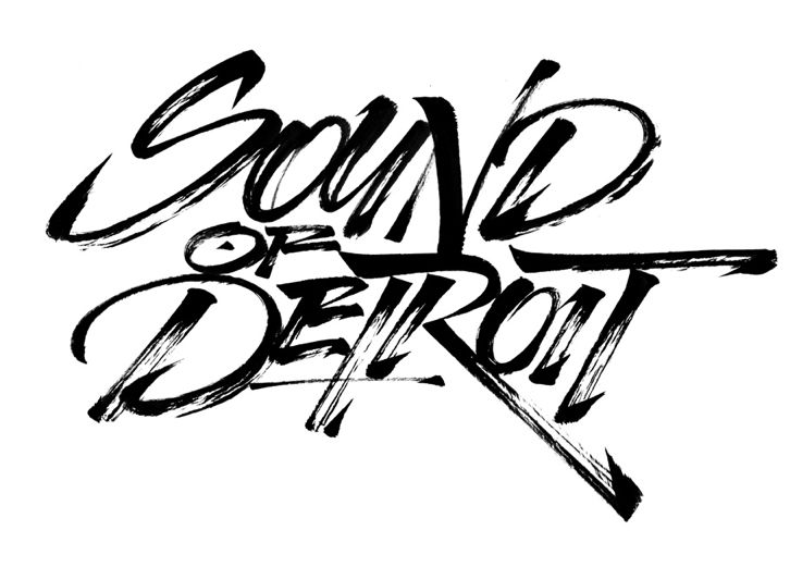 some type of lettering that is black and white with the words gone to detroit on it