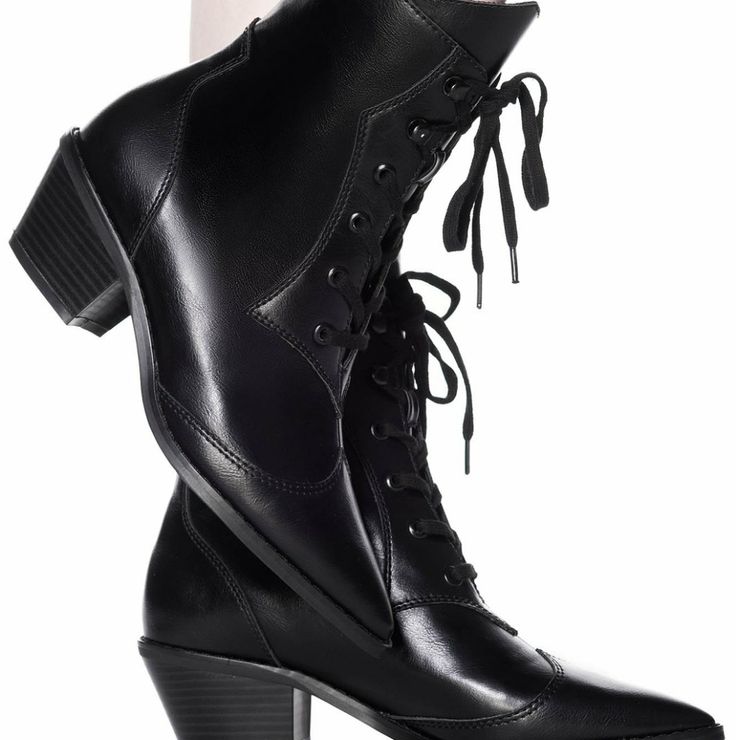 Reposhing This Item I Purchased From @Egypt3000. Brand New, Just Way Too Big. Women's Size Uk 8, Eur 41, Us 10. *Price Has Increased Due To Supply, And Demand.* Fitted Lace-up Boots For Workwear In Fall, Fitted Lace-up Workwear Boots For Fall, Classic Lace-up Heeled Boots For Fall, Classic Lace-up Boots With Pointed Toe, Classic Fitted Lace-up Boots With Pointed Toe, Fitted Lace-up Boots For Work, Western Fitted Heels With Pointed Toe, Fitted Black Lace-up Boots With Leather Sole, Edgy Fitted Lace-up Boots With Pointed Toe