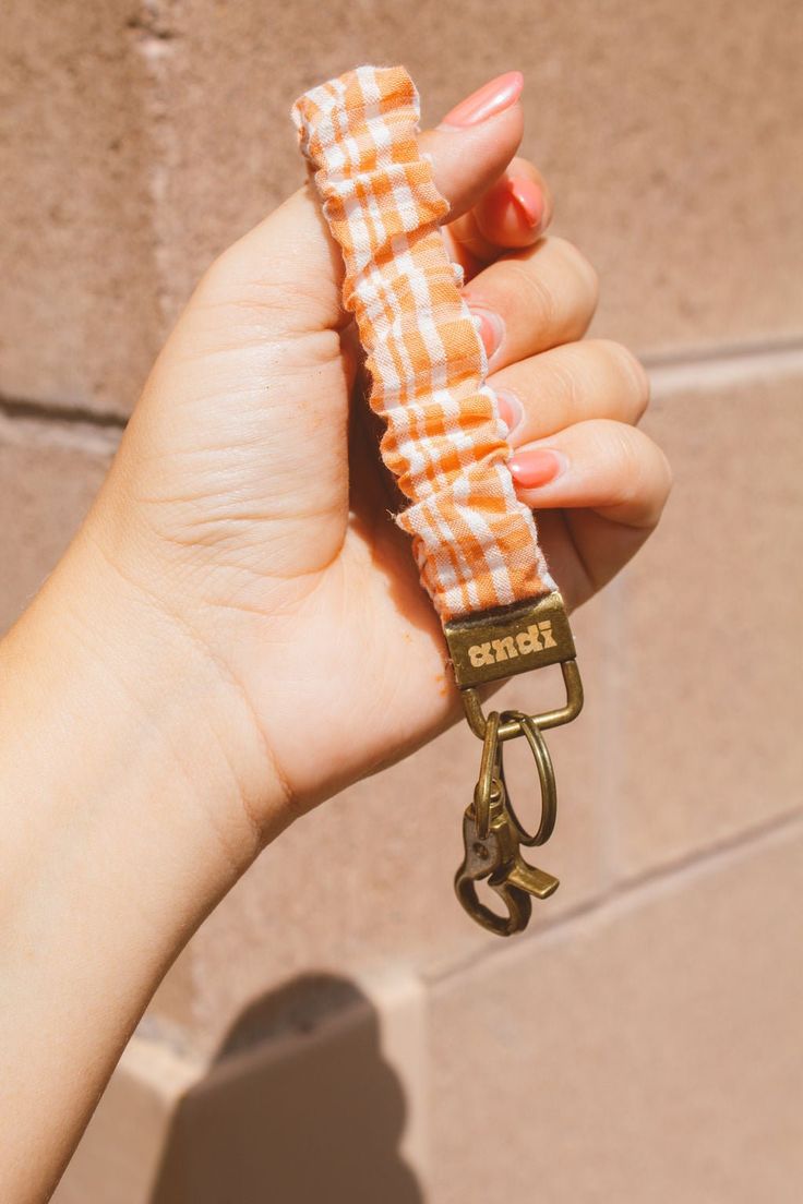 Jack - O - Lantern Keychain - Keychains - ANDI Casual White Keychains With Key Leash, Casual White Keychain With Key Leash, Orange Gingham, Funny Keychain, Bow Ponytail, Hair Accessories Collection, Key Lanyard, Gingham Pattern, White And Orange