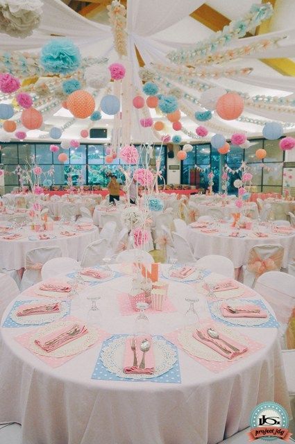 a table set up for a baby shower party