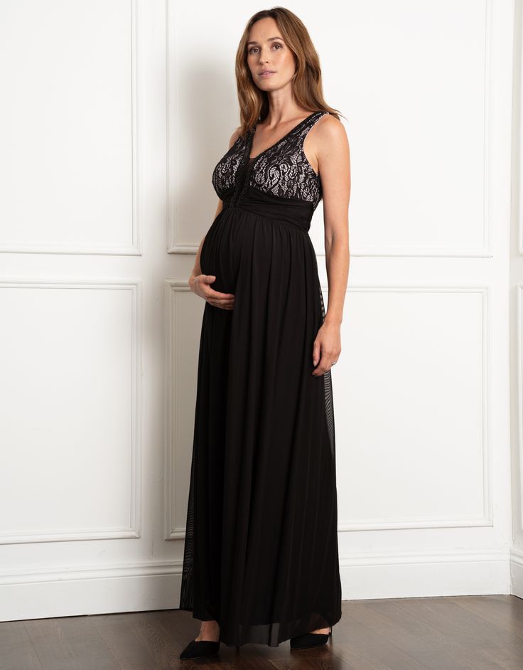 maternity, maternity dress, formal, luxe, occasion, maxi, lace bodice, lace, stretch lace, rose, blush, pink, lined, beading, embellished, beaded, tie waist, cinch, mesh skirt, skirt, mesh, jersey, black, kimika Postpartum Dresses, Maxi Maternity Dress, Beaded Tie, Mesh Jersey, Rose Blush, Pregnancy Maxi Dress, Rosa Pink, Mesh Skirt, Skirt Skirt