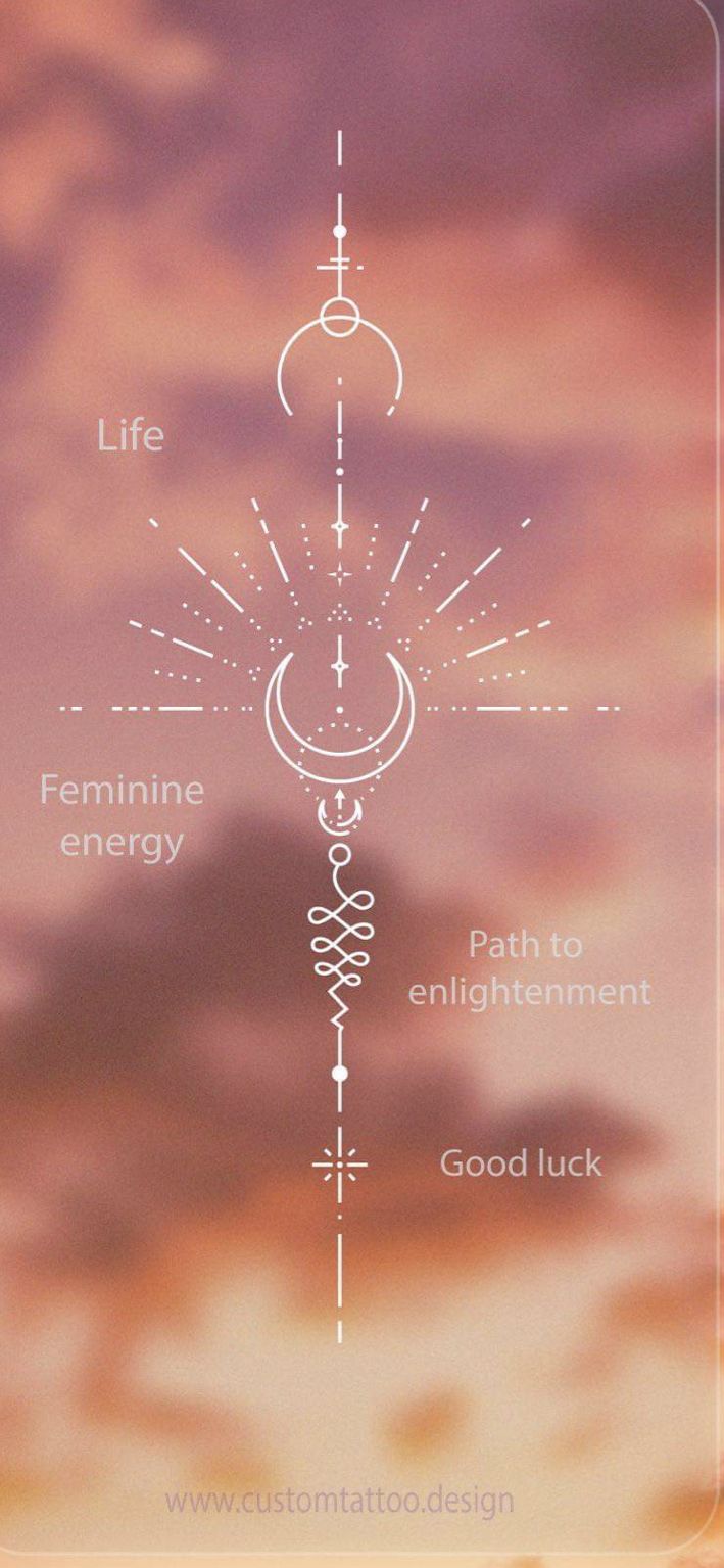 an image with the words feminine energy, path to enlightment and good luck