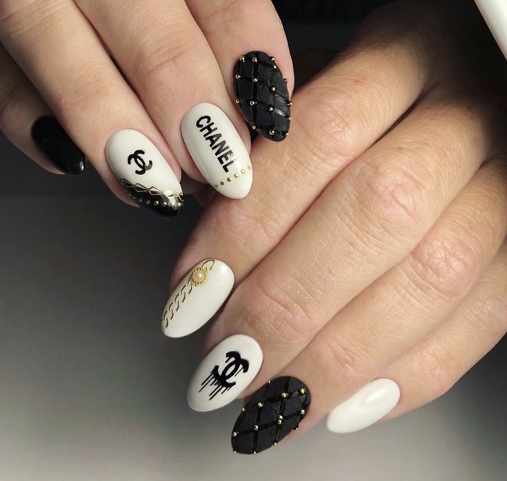 Chanel Manicure, Extra Nails, Nails Almond Shape, Chanel Nails, Almond Shape, Nails For Kids, Nails Almond, Nail Arts, Beautiful Wedding Dresses