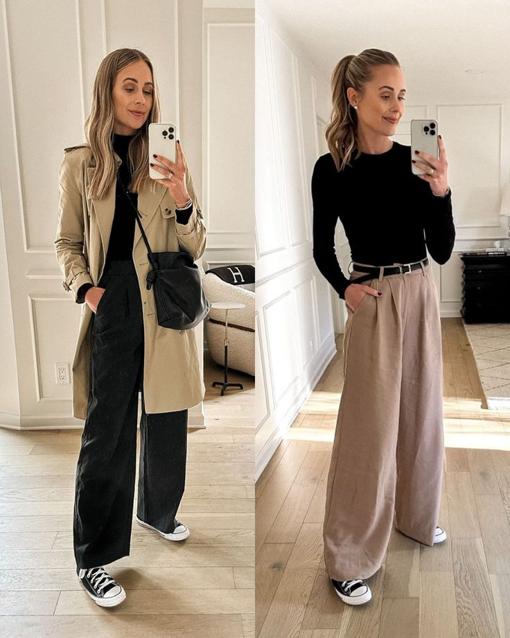 Sweater Trousers Outfit, Trousers And Sneakers Outfit, Tan Trousers Outfit, Black Trousers Outfit Casual, Black Trouser Outfit, Casual Outfits For Winter, Trousers Outfit Casual, Black Trousers Outfit, Best Business Casual Outfits