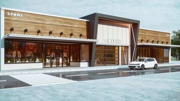 an artist's rendering of the exterior of a store