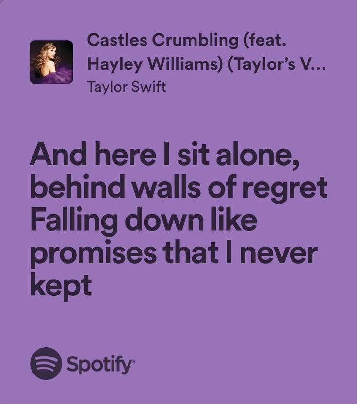 a purple poster with the caption that says, and here sit alone, behind walls of regret falling down like proms that i never kept