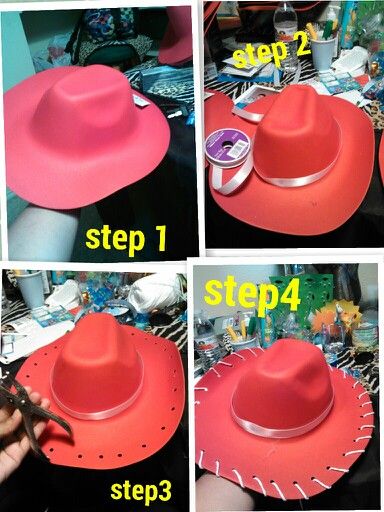 the steps in how to make a cowboy hat