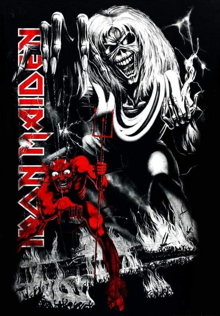 the cover to iron maiden's album, featuring an image of a demonic demon