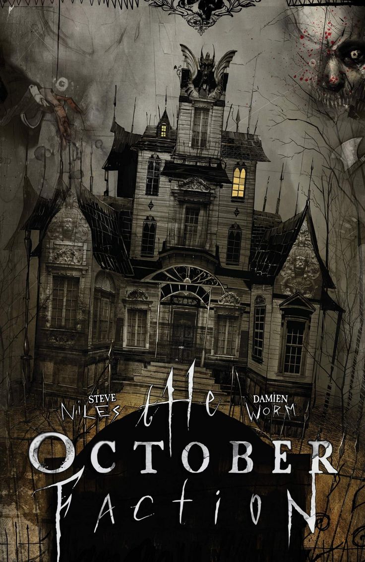 the poster for the upcoming horror film,'the october pact'is shown in front of a creepy house