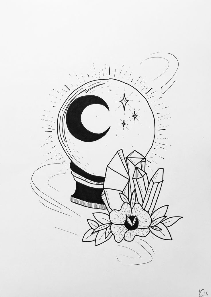 a black and white drawing of a light bulb with the moon in it's center