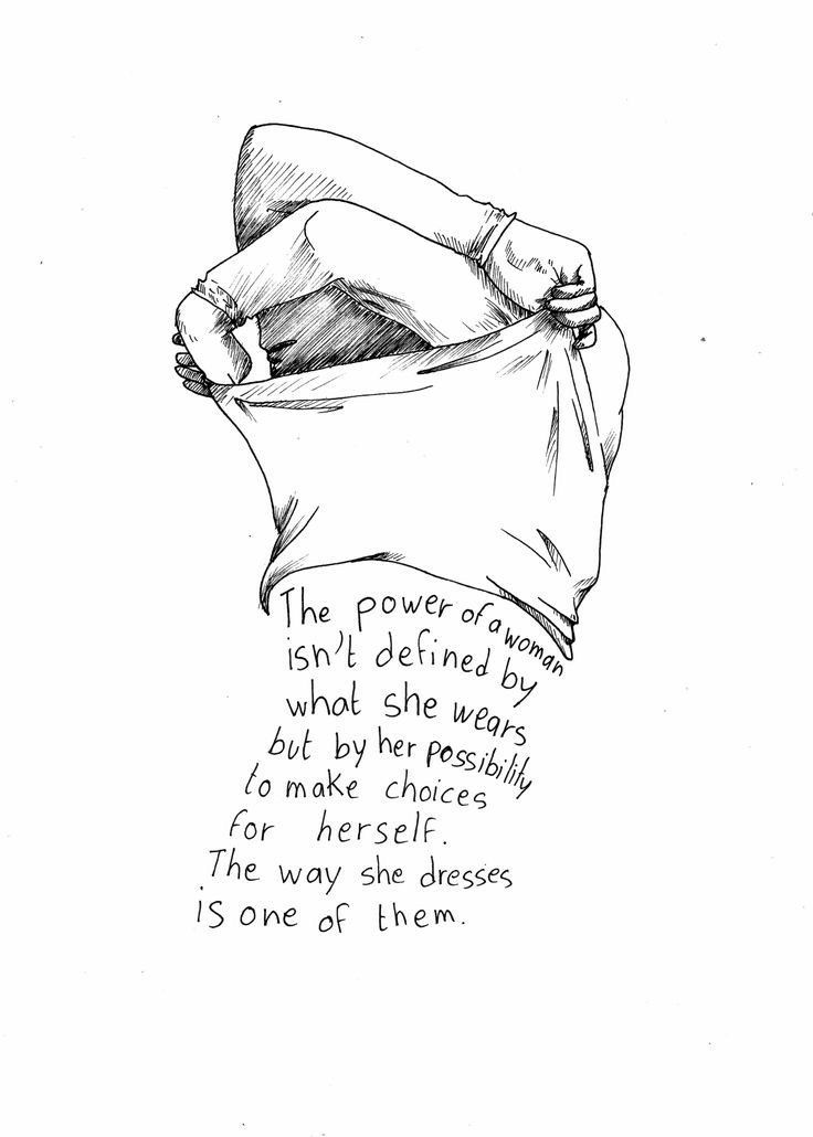 a black and white drawing of a woman's head with the words, the power of women isn't defined by what she wants but by her ability to make choices for herself