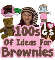 there is a girl with brownies on the cover of her book, 100s of ideas for brownies