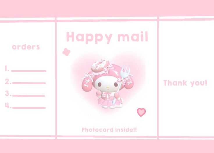 a pink hello kitty birthday card with the words happy mail