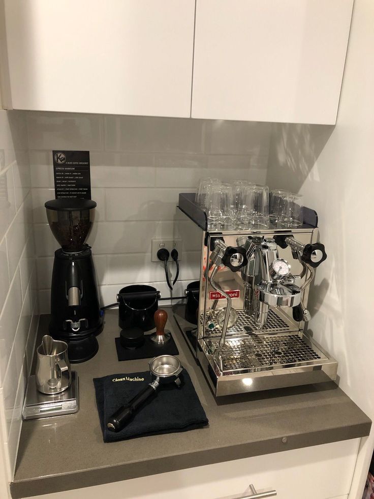 a coffee maker sitting on top of a counter