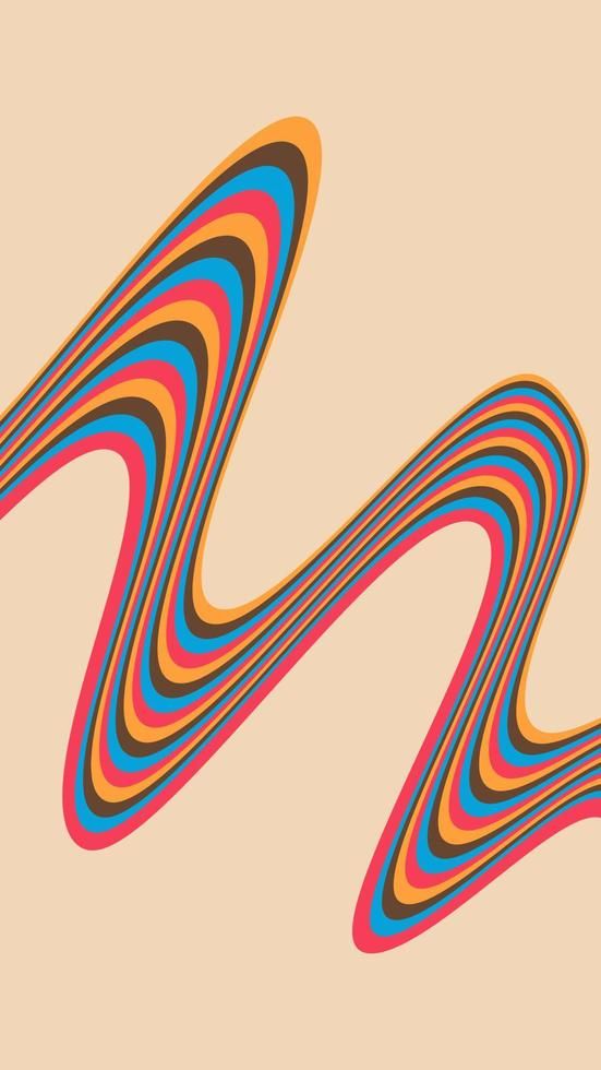 Vertical Vector Retro Colored Wavy Curved Lines Psychedelic Vintage 60s 70s Wallpaper Pattern for Mobile Screen 70s Line Art, 60s Retro Futurism, Desert Disco, 1960s Art, Punk Genres, 70s Wallpaper, Retro Lines, 60s Aesthetic, Futurism Art