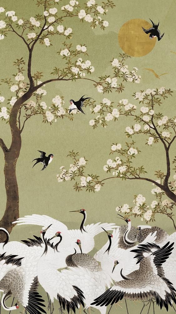 Hokusai's Japanese crane iPhone wallpaper, oriental illustration | premium image by rawpixel.com / ton Japanese Inspired Wallpaper, Fish Iphone Wallpaper, Iphone Wallpaper Japanese, Wallpaper Koi Fish, Koi Wallpaper, Wallpaper Japanese, Koi Carp Fish, Forever Flower, Carp Fish