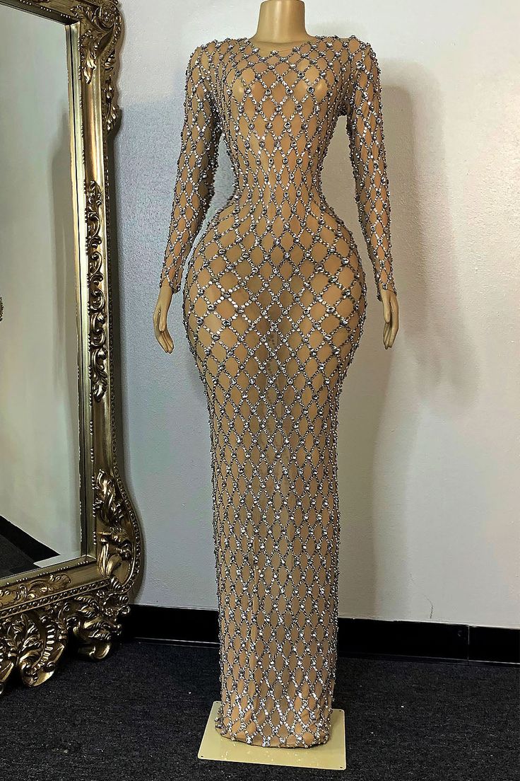 Lora Rhinestone Maxi Dress (Ready To Ship) Bedazzled Floor-length Party Dress, Elegant Rhinestone Dress For Glamorous Events, Rhinestone Wedding Gown For Party Season, Wedding Gown With Rhinestones For Party Season, Rhinestone Dress For Prom Season And Glamorous Events, Rhinestone Dresses For Prom And Glamorous Events, Rhinestone Dress For Glamorous Events During Prom Season, Fitted Bedazzled Gown For Party, Rhinestone Party Gown For Prom Season