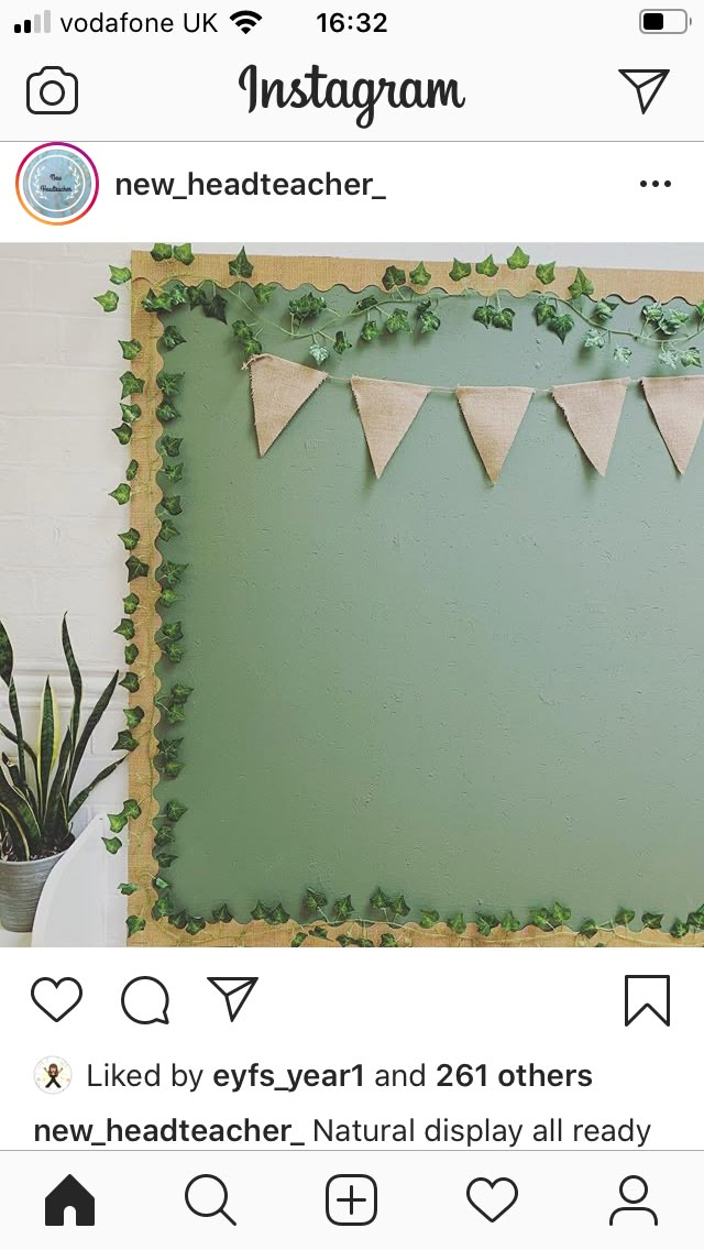 the instagram page for instagram is displayed with an image of plants and bunting