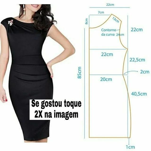 a woman in a black dress with measurements