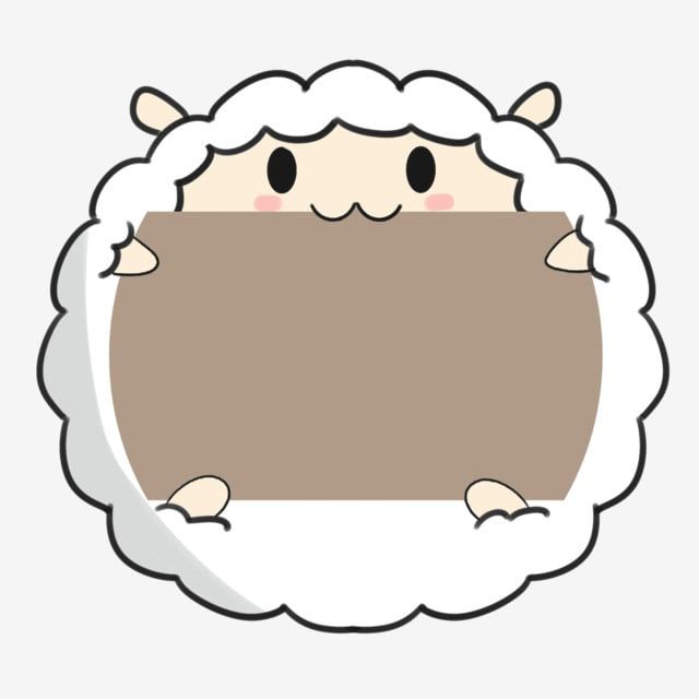 a cartoon sheep with a blank sign in it's mouth, on a white background