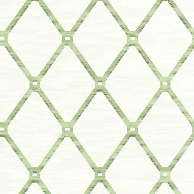 a green and white wallpaper with diamond shapes