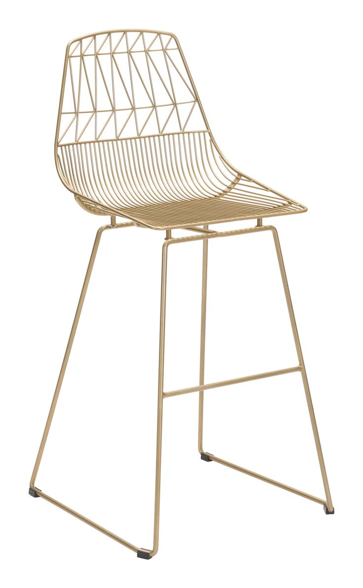 a gold metal bar stool with a white background