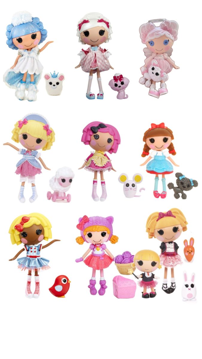 a bunch of little dolls that are all in different poses