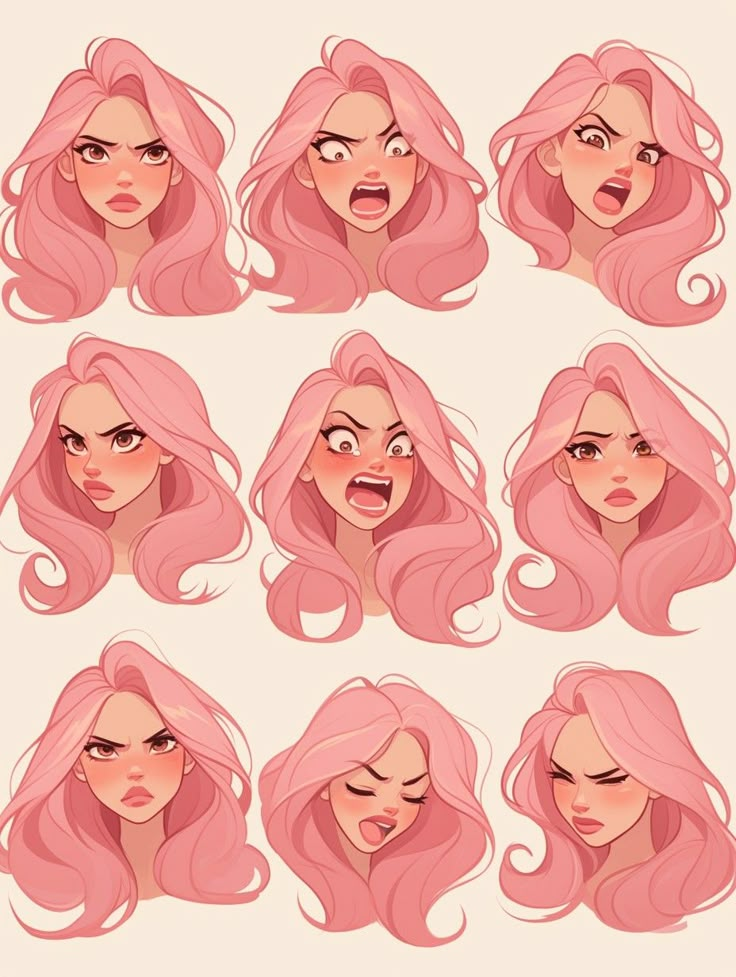 Voluminous Hair Drawing, Sassy Face Expression Drawing, Womens Hair Drawing Reference, Girl Facial Expressions Drawing, Drawing Faces Digital, Hair Texture Drawing Reference, How To Draw Animation Character Design, Side Art Reference, Beautiful Hair Drawing