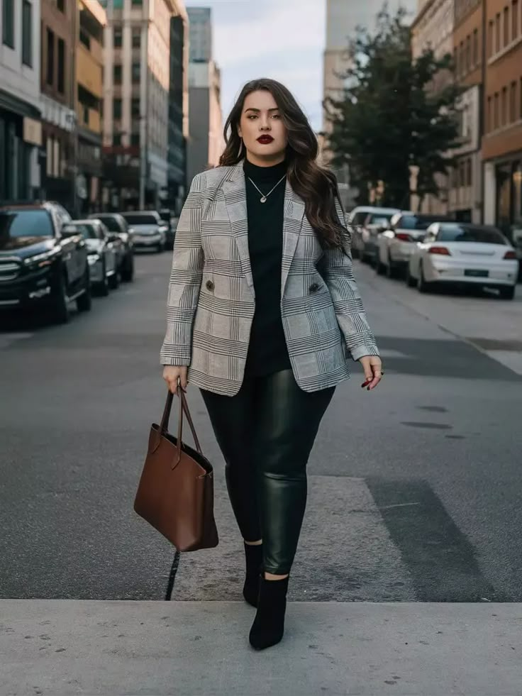 Curvy Girl Chic: 15 Fire Plus Size Outfit Ideas That Will Have You Slaying All Day! 👑💅 14 Over Sized Blazer Outfits Plus, Paris Fashion Plus Size, Thanks Giving Outfits Women Comfy, Figure Flattering Outfits For Curvy, Curvy Winter Outfits Casual, Plus Size Blazer Outfits Casual, Plus Size New York Outfits, Plus Size Looks For Winter, Curvy Girl Work Outfits