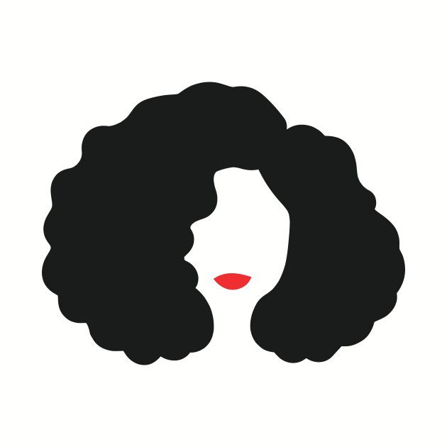 the silhouette of a woman's head with black hair and red lips