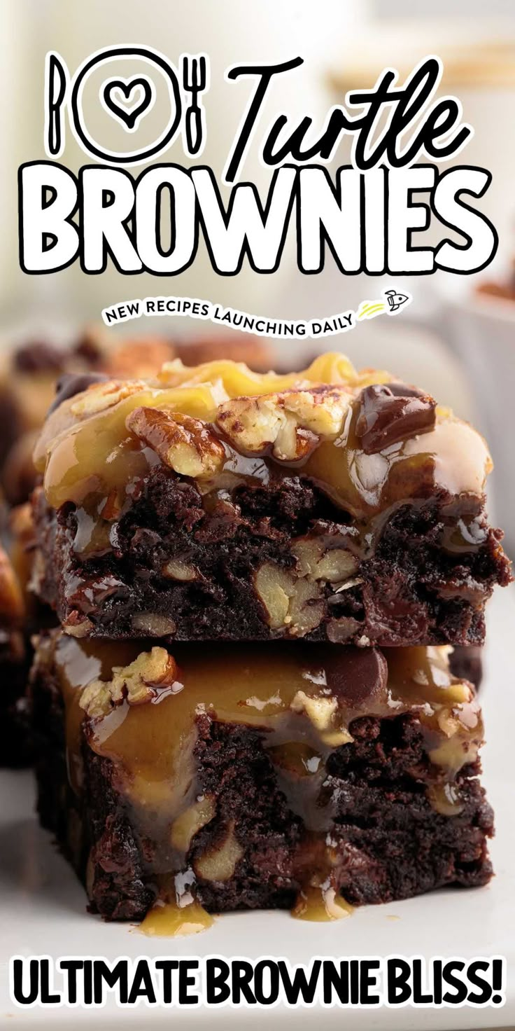 chocolate brownies stacked on top of each other