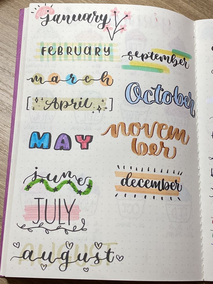 Creative Fonts Handwriting, Planner Font Ideas, Decorating Letters Handwriting, Different Hand Writing Fonts, Fonts Styles Handwriting, Handwriting Journal Ideas, Months Calligraphy Fonts, Cute Ways To Write September, Month Names In Calligraphy