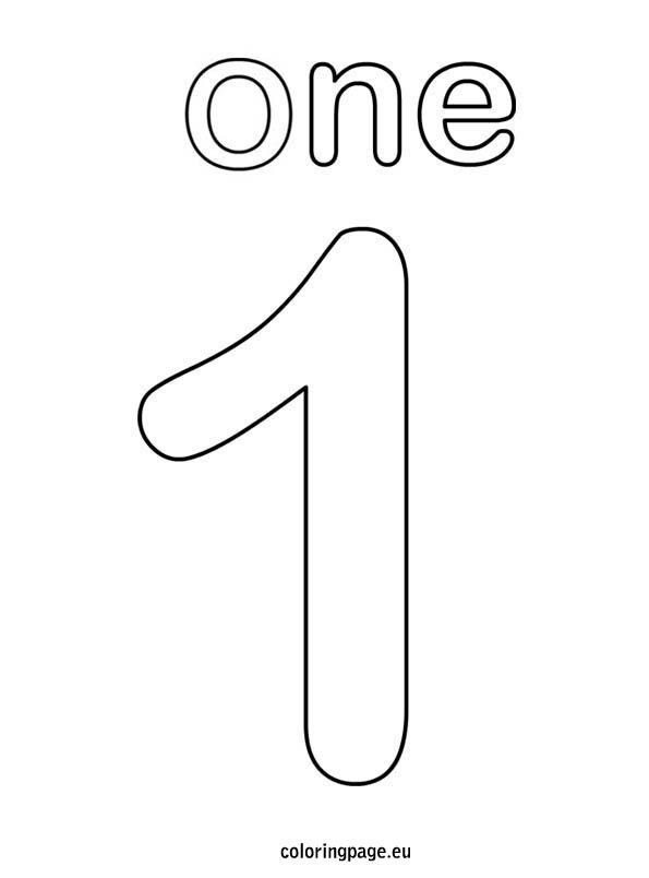 the number one coloring page is shown in black and white, with the letter's lower