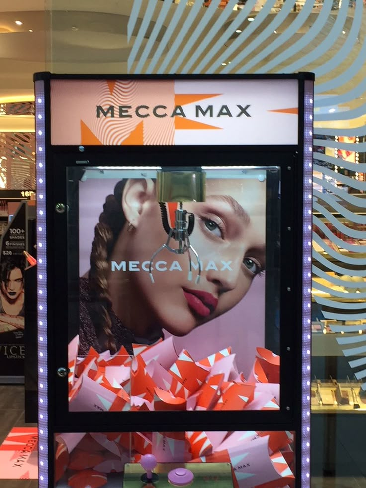 a display in a store with an advertisement on it