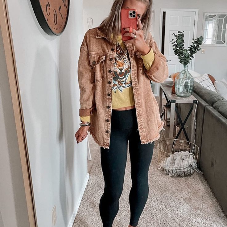 New Boutique Item S 4-6 M 8-10 L 12-14 Xl 16-18 Oversized Fit Brown Button-up Denim Jacket For Fall, Oversized Button-up Denim Jacket For Fall, Oversized Fall Denim Jacket For Everyday, Long Sleeve Denim Jacket With Buttoned Pockets For Fall, Fall Streetwear Shacket With Buttons, Button-up Fall Outerwear For Streetwear, Trendy Fall Outerwear With Buttoned Pockets, Fall Shacket For Streetwear With Buttons, Button-up Outerwear For Streetwear In Fall